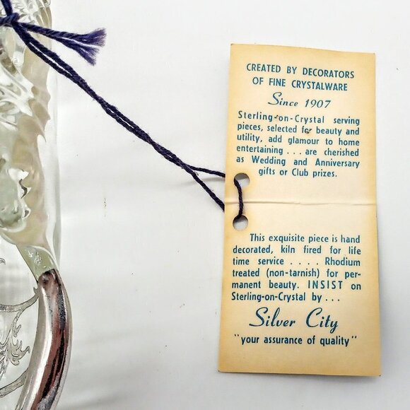 Silver City Glass Sterling Crystal Double-Handle Dish NWT - Picture 7 of 8